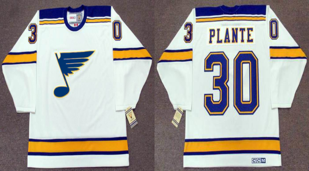 2019 Men St.Louis Blues 30 Plante white CCM NHL jerseys